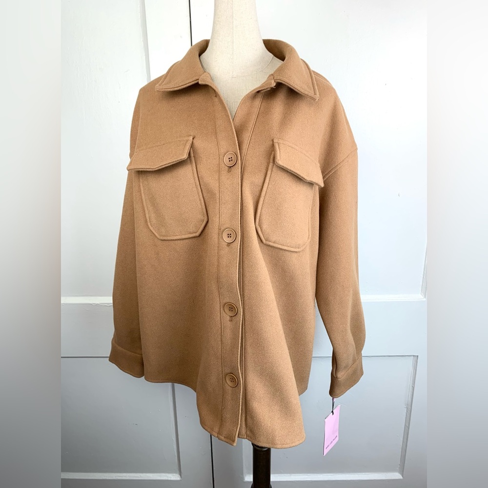 NEW! Avec Les Filles Shacket Jacket Tan Size L